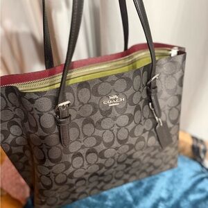 Coach Blackish and Gray Red Signature Tote